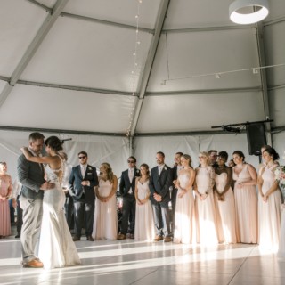 Bride and groom share their romantic first dance at Granite Links Golf Club wedding in Quincy.
