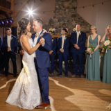Bride and groom share a romantic first dance at rustic Harrington Farm wedding in Princeton, MA.