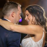 Bride and groom share a romantic first dance at Harrington Farm wedding in Princeton, Massachusetts.