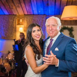 Bride and father share a joyful dance at The Barn at Gibbet Hill wedding.