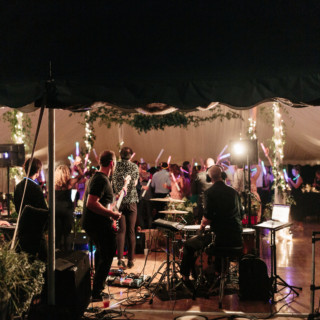 Live band performing at elegant Topnotch Resort wedding reception in Stowe, Vermont.