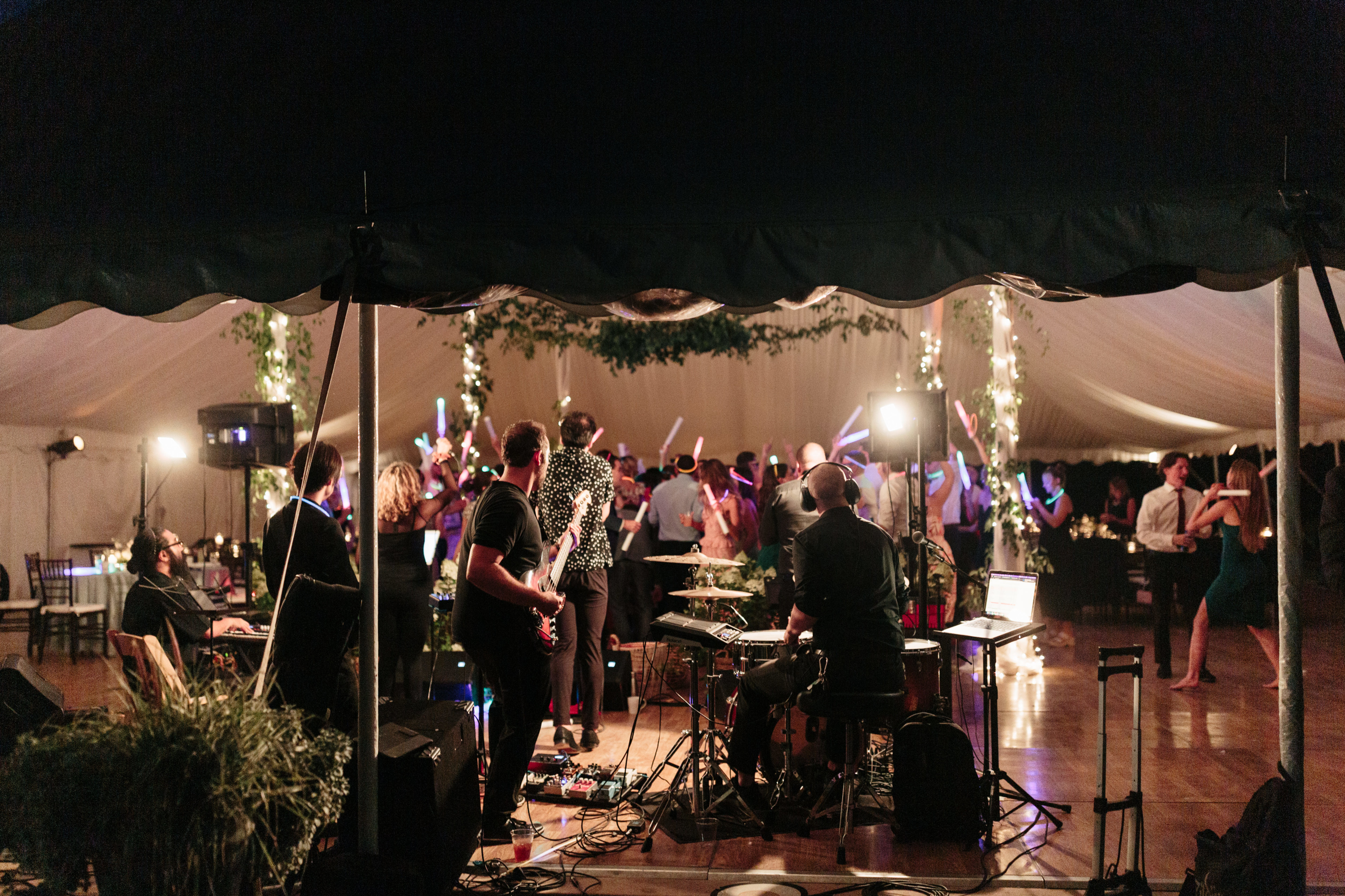 Live band performing at elegant Topnotch Resort wedding reception in Stowe, Vermont.