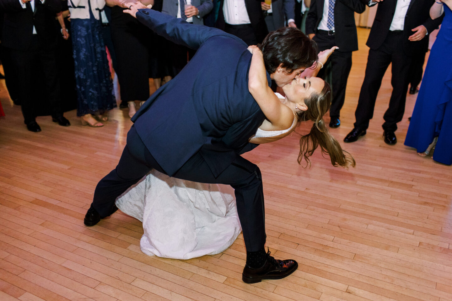 Bride and groom share joyful first dance at Omni Mount Washington Resort wedding in Bretton Woods.