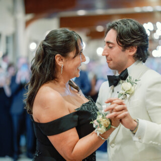 Groom shares emotional mother-son dance at Wychmere Beach Club wedding in Harwich, Massachusetts.